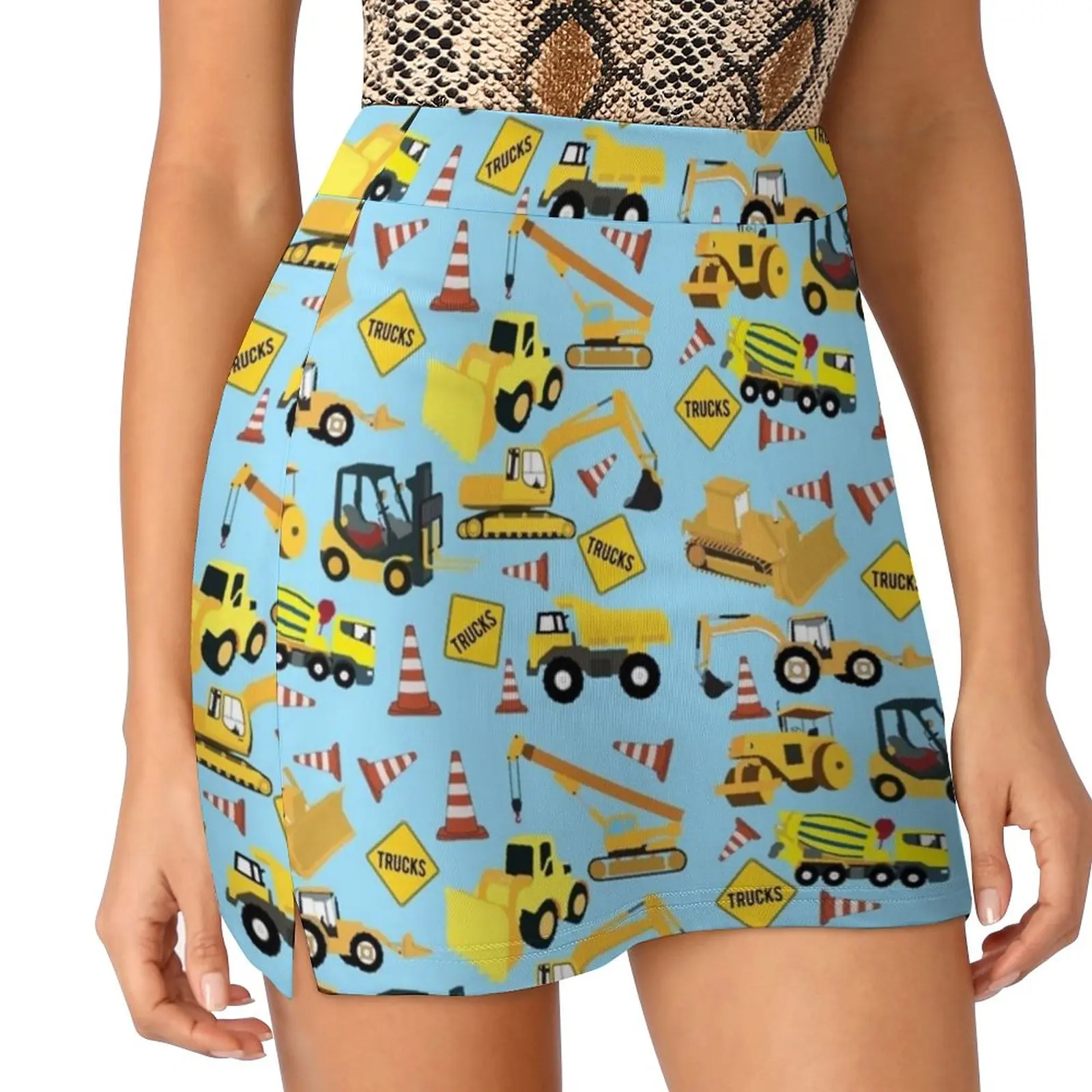 Construction Trucks Vehicles Pattern-Excavator , Dump Truck Women's skirt Y2K Summer Clothes 2022 Kpop Style Trouser Skirt With