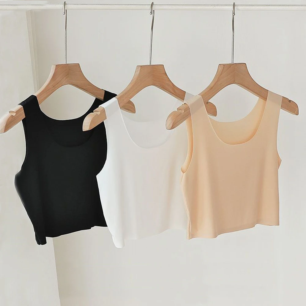 Fashion Female Camisole Seamless Singlets Undershirt 16 Color Elastic Thin T Shirt Vest Women Tank Underwear Aesthetic Clothes