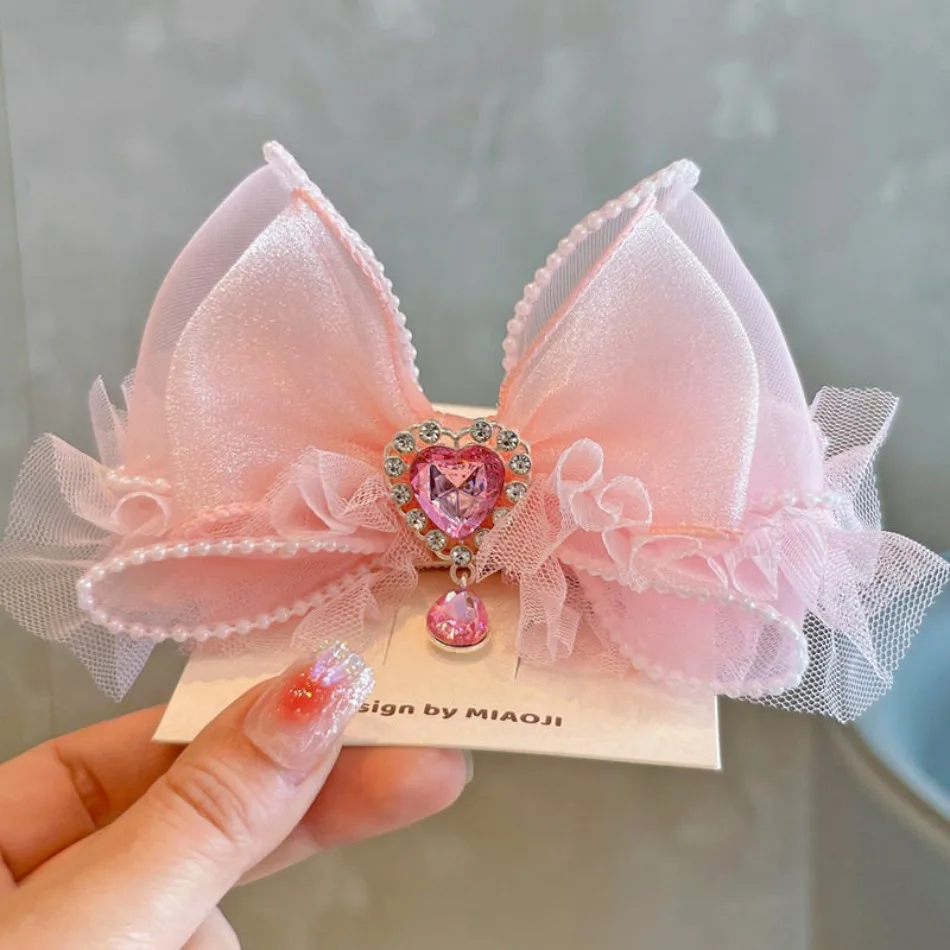 Bobby Fairy Tale Korean 3d Stand Bow Hairpin  Princess Elsa Bow Children Hair Accessories Fairy Energy Love Diamond Hairpin hp01