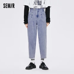 Semir Jeans Women Waist Tapered Pants 2023 Autumn New Style Show High Leg Length Cropped Pants Sweet And Cool