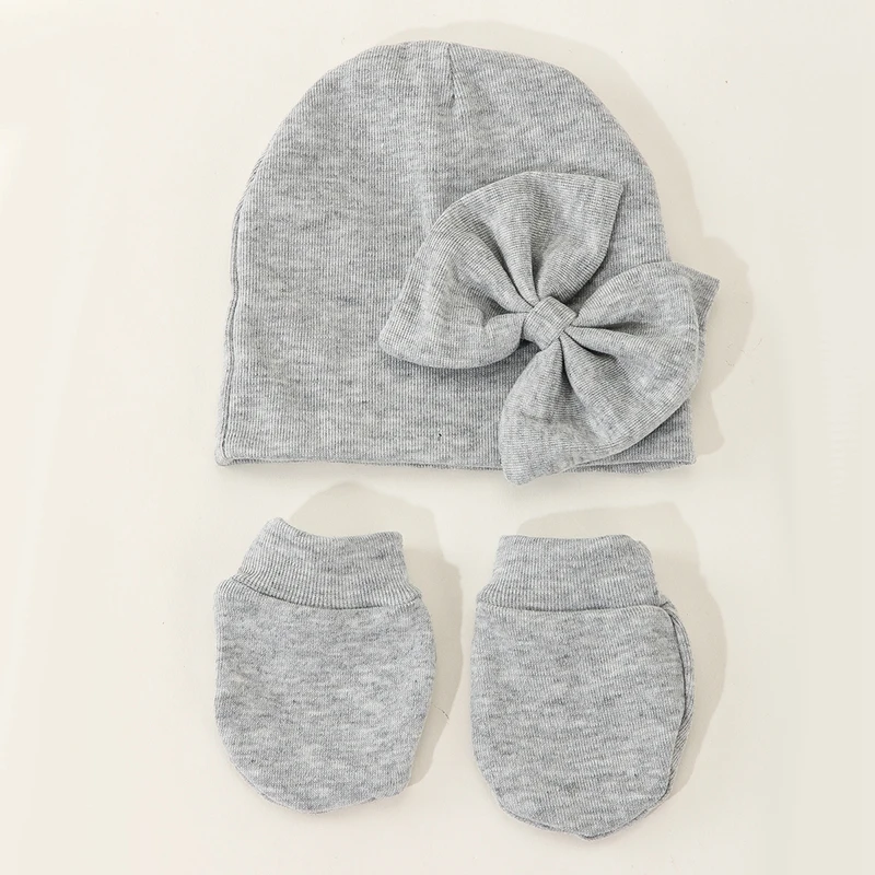 Newborn Beanie Hat Gloves Set, Baby Girl Beanie Spring Summer Autumn Winter Hats for Newborn Infant Cotton Newborn Beanie Hat