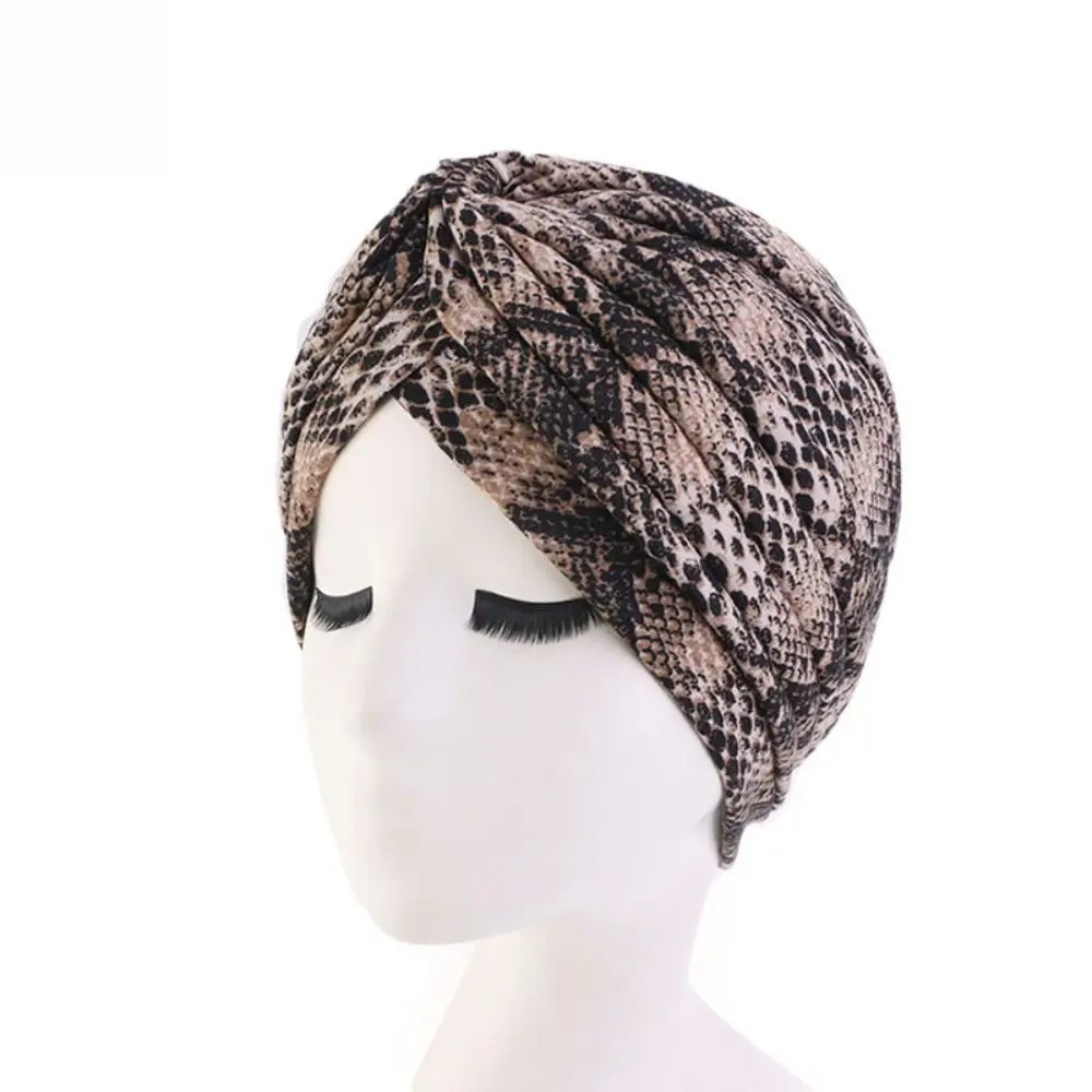 

Fashion Soft Pastoral Style Ruffled Turban Hat Floral Print Headwrap Chemo Cap Cotton Pleated Turban Women