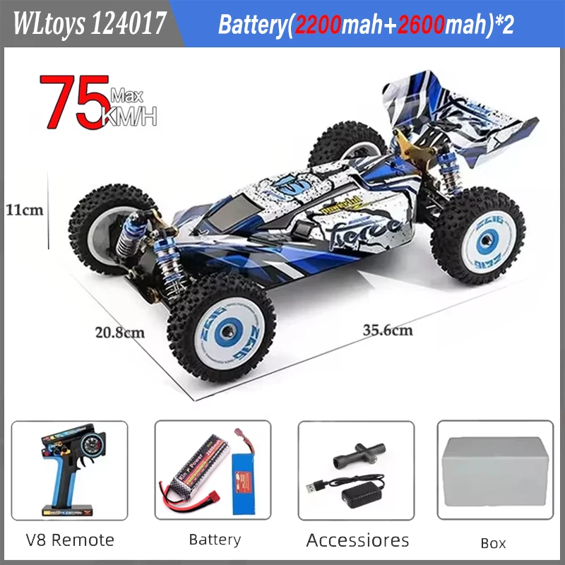 

Wltoys 1/12 124017-124016-V8 2.4G Racing RC 4WD Brushless Engine 75 Km/h High-Speed Remote Controlled Water Skiing Toy Aduit