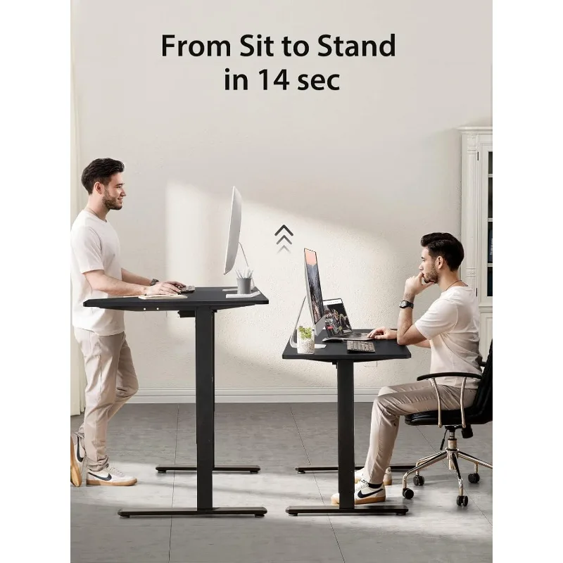 Altura ajustável Elétrica Standing Desk, Sit-Stand Desk com gancho, Mobiliário de escritório, Adequado para Sala e Quarto