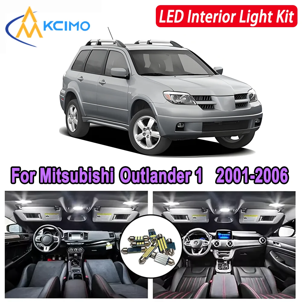 

Kcimo для Mitsubishi Outlander 1 MK1 2001 2002 2003 2004 2005 2006 Премиум яркий светодиодный внутренний купол с картой, комплект освещения багажника, автомобильный светодиод