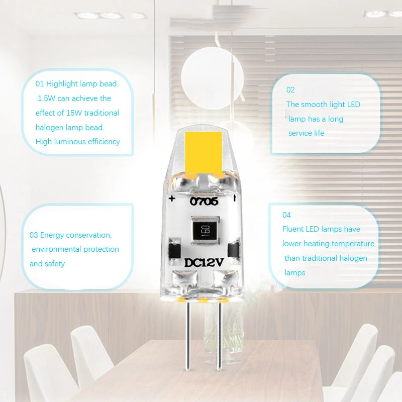 Y17A G4 LED Bulb 12V DC COB LED G4 Bulb 1.5W 360  Angle To Replace 15W Halogen Lamp