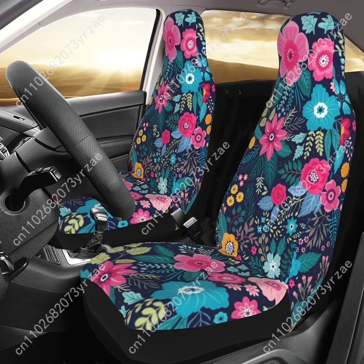 

Elegant Floral Car Seat Covers Universal Environmentally Friendly Interior Decorations Comfortable Breathable Car Seat Covers