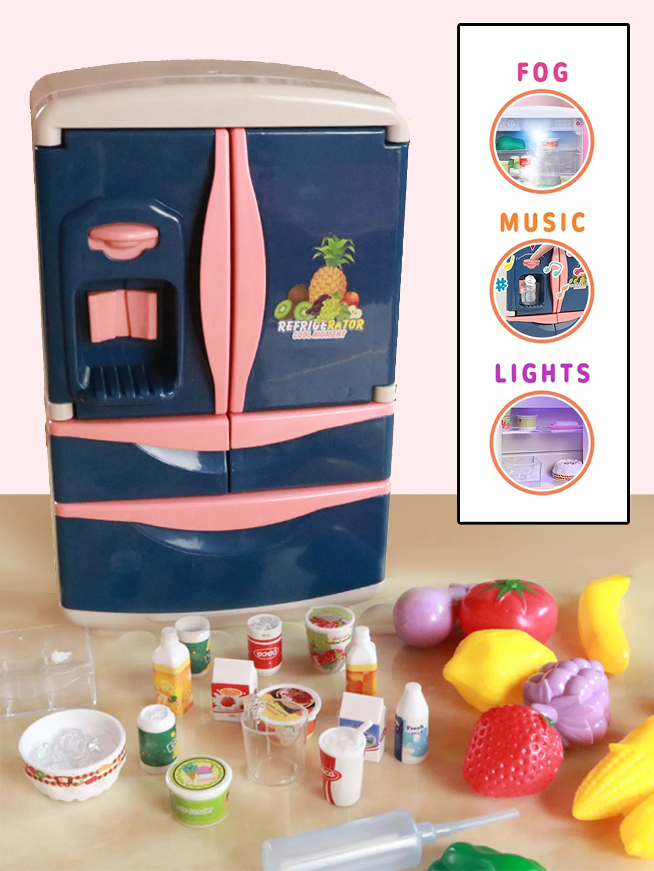 Rekoelkast Simulatie Speelgoed Voor Kinderen, Met Mist, Muziek & Verlichting, Keukens Koelkast Spelen Set Voor Kinderen, Indoor Game, Voor Jongens