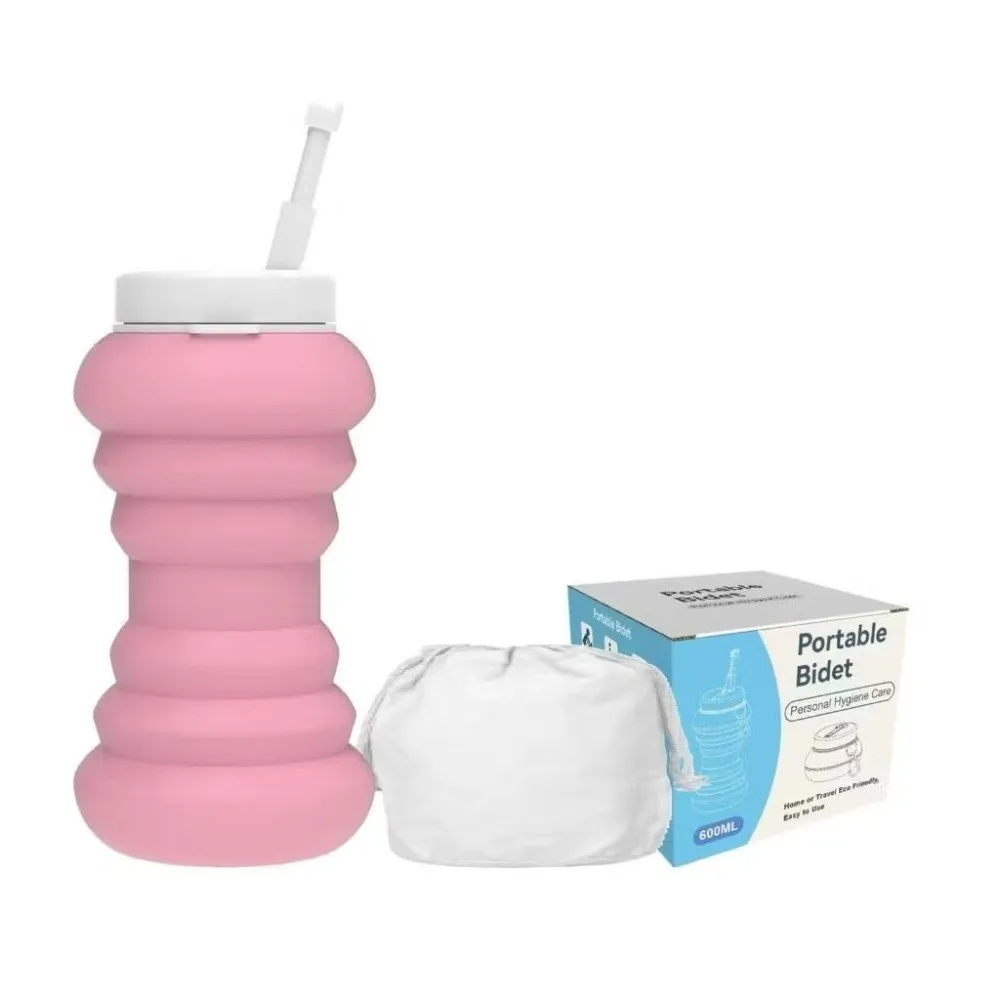 600ml Large Capacity Portable Bidet Spray Portable Collapsible Foldable Female Washer Irrigator Manual Operation Press-flush