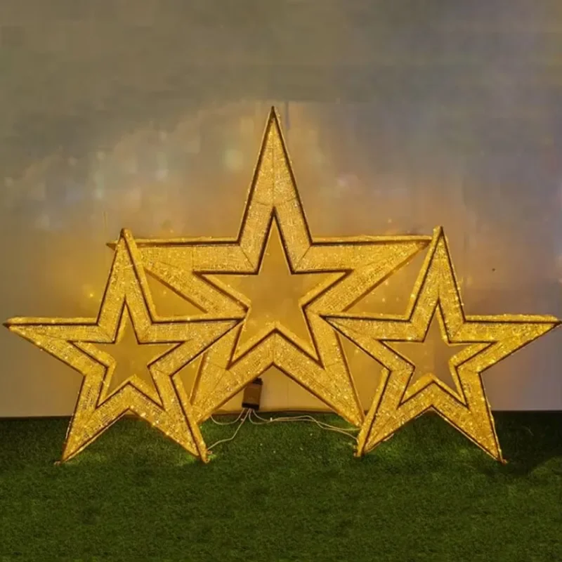 Popular Outdoor 2D 3D Light Emitting Diode Hanging Stereo Star Decoration Lights, Holiday Lighting Christmas Lights