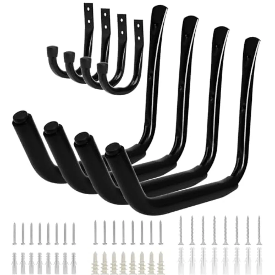 

Heavy Duty Garage Storage Hooks 100 LB 15" Wall Mount Kayak Rack for Hanging Indoor/Outdoor 8 Pack Large Wall Hook for Ladder S
