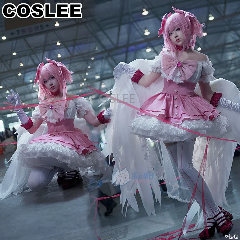 COSLEE Puella Magi Madoka Magica Kaname Madoka Cosplay Costume Gorgeous Lolita Party Dress Uniform Halloween Outfit For Women