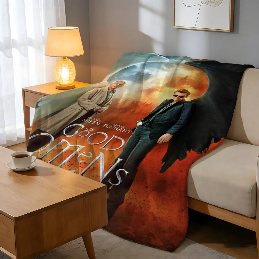 Throw High-Density Short Plush Blanket For Sofa Nap Air-Conditioned Room Soft Skin-Friendly Good Omens