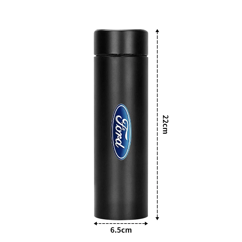 Car Logo Intelligent Stainless Steel Thermos Bottle 500ml Portable For Ford Focus Mondeo MK1 MK2 MK4 MK3 Fiesta ST Line Transit