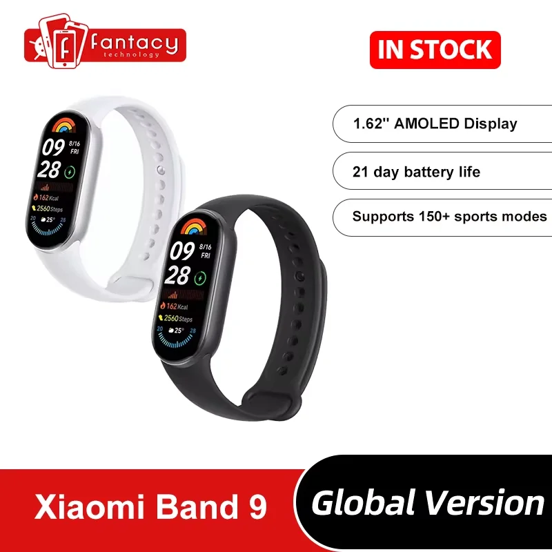 

Глобальная версия Xiaomi Smart Band 9 150+ спортивных режимов 1,62-дюймовый AMOLED-дисплей 21-дневный срок службы батареи Мониторинг частоты сердечных сокращений Кислород в крови