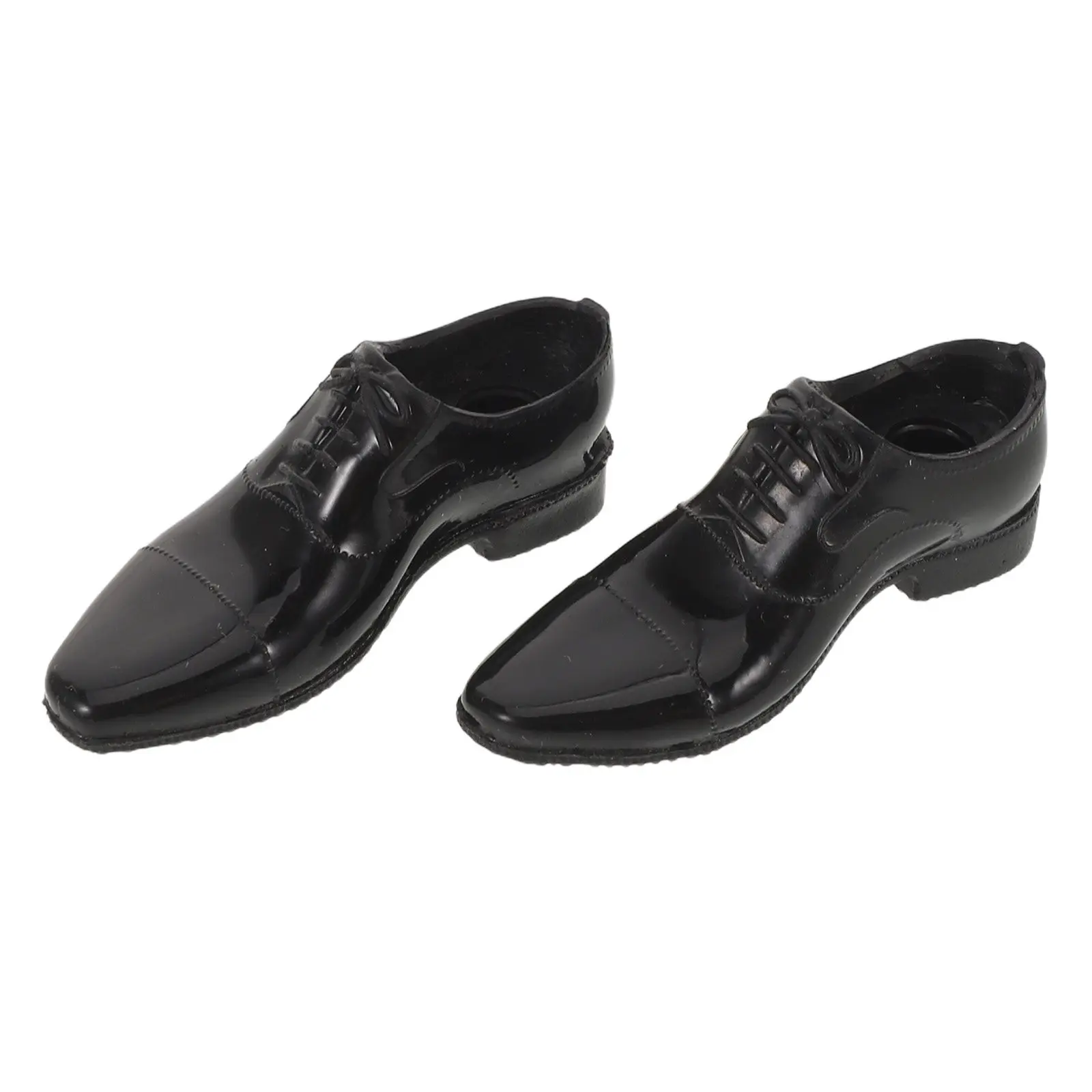 

1Pair 12-Inch Black Action Figure Footwear Realistic Dress Versatile for Tuxedo Suit Military Uniform Dollhouse