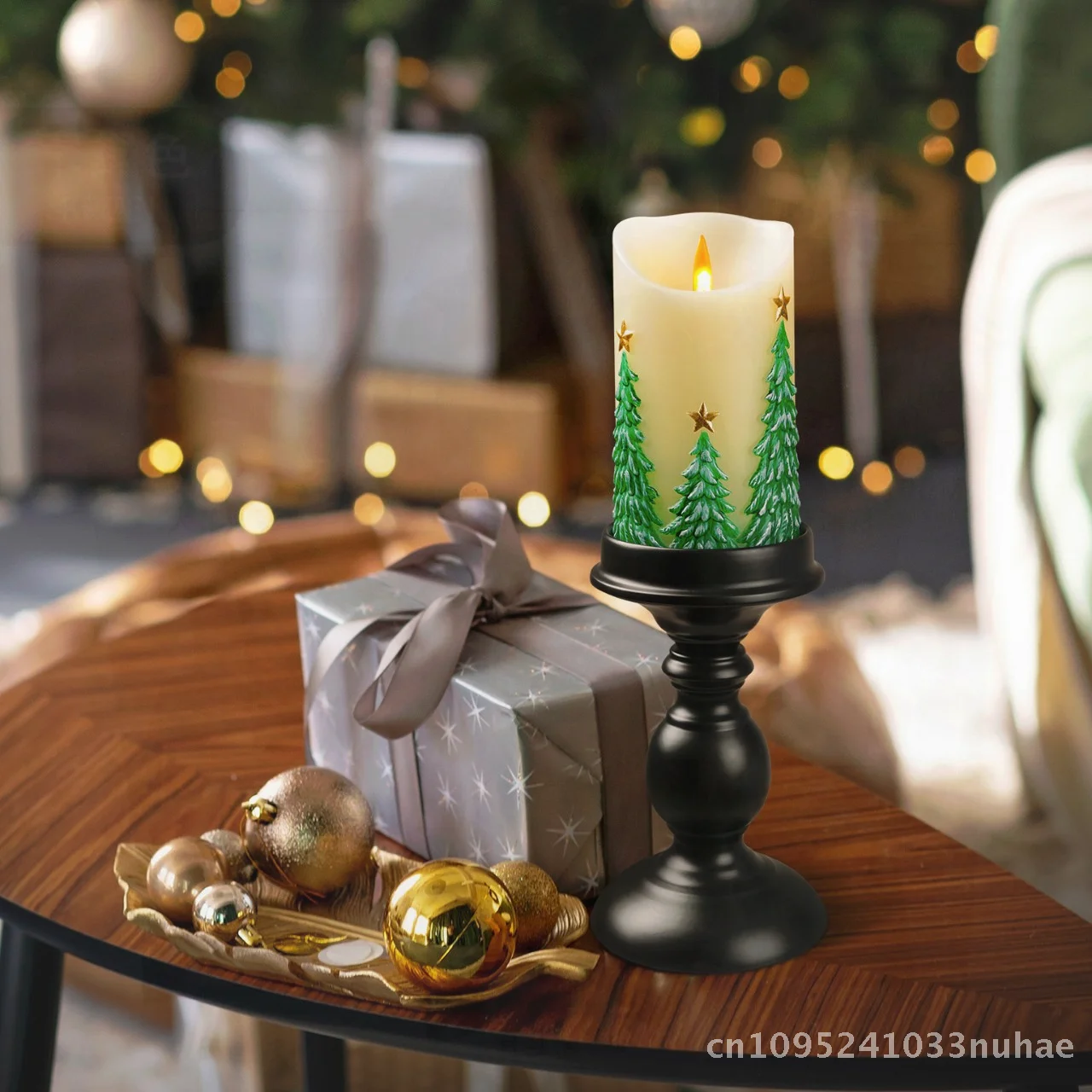 

Romantic Embossed LED Electronic Candle with Beating Flame Ivory Paraffin Wax Wedding Birthday Confession Candle Lighting