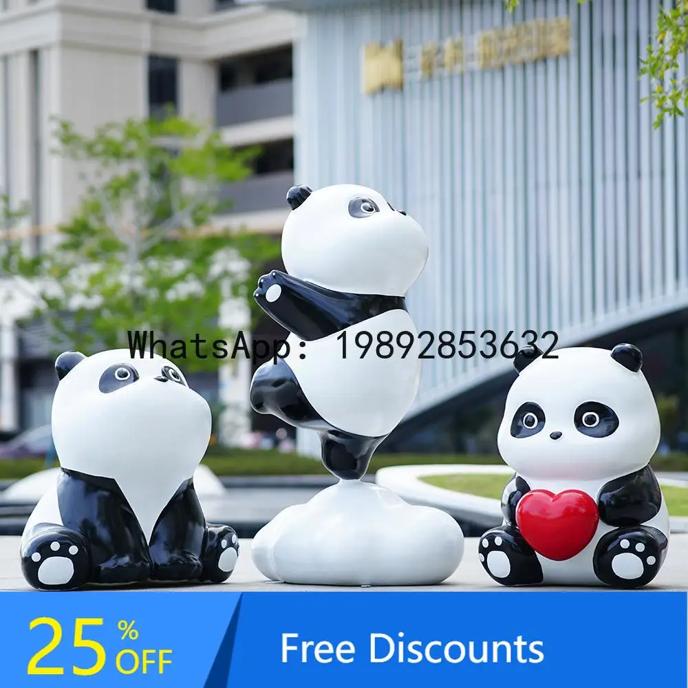 

YFY Outdoor Cartoon Panda Sculpture Fiberglass Ornament Sales Office Scenic Spot Check-in Animal Kindergarten Forest