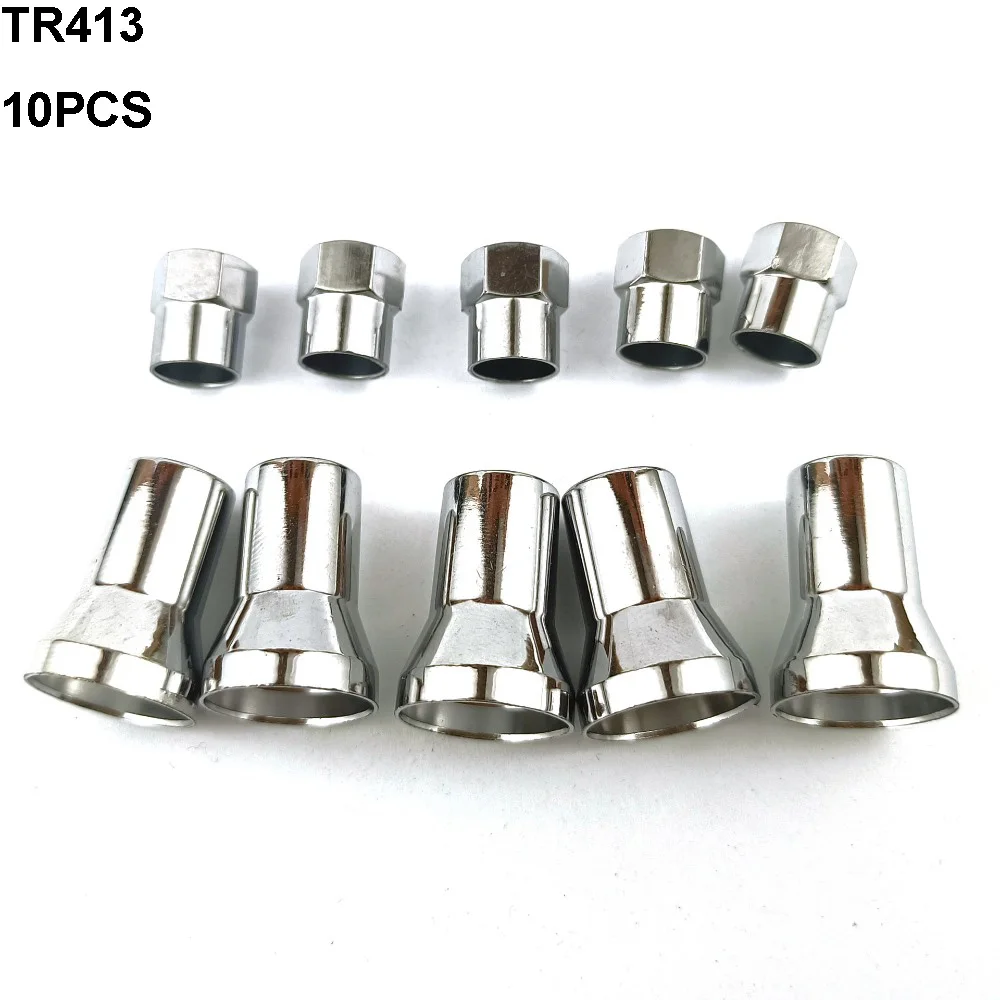 10pcs Auto Accessories Chrome Tyre Valve Stem TR413/TR414 Left Right Front Rear Tire Valve Hex Caps