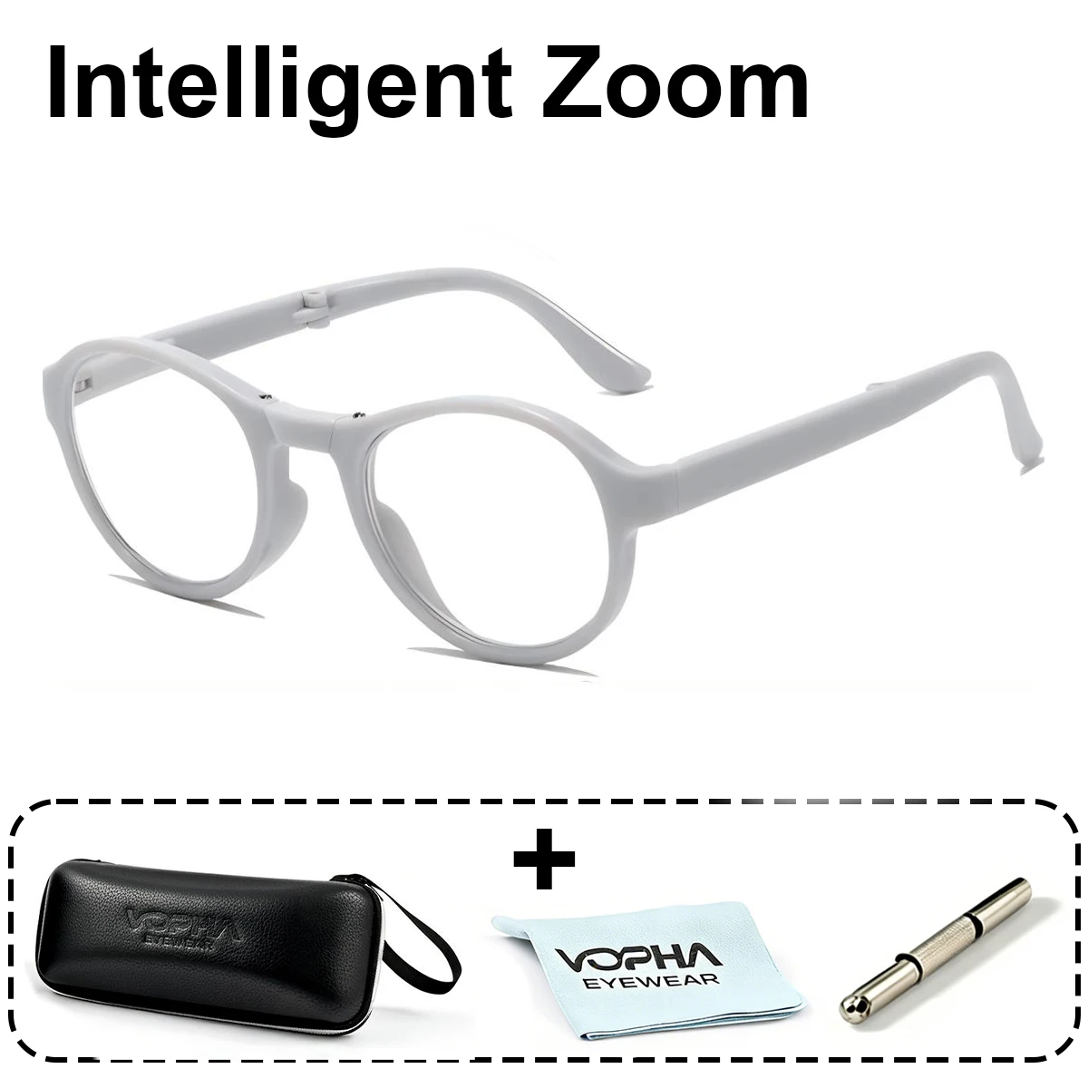 Auto Focus Glasses,Intelligent Zoom Anti-Blue Light Reading Glasses for Men Women,Smart Presbyopia Eyewear with Case & Cloth L12