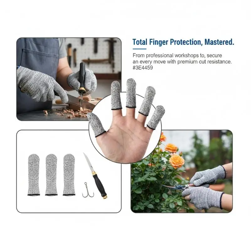 10Pcs Level 5 Anti-Cut Finger Sleeves High Strength Flexible Safety Guard for Kitchen Chopping Sculpting Handcraft Work