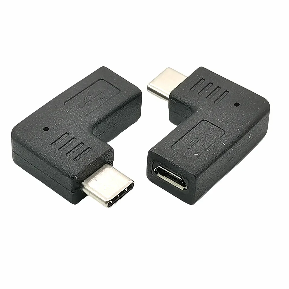 Adapter danych żeński typu C na Micro USB 2.0 5-pinowy męski 90 stopni lewy i prawy kątowy typ c