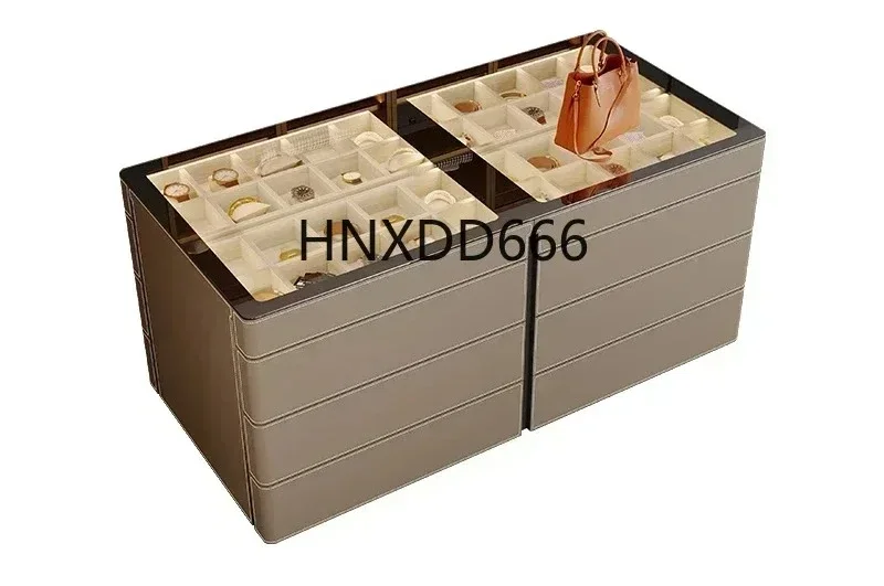 High-end cloakroom mid-island cabinet light luxury haute couture villa large flat bedroom storage side cabinet