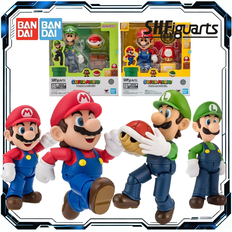 

Bandai Original S.H.Figuarts Super Mario Luigi Action Figure Toys for Boys Girls Kids Gift Collectible Model Ornaments