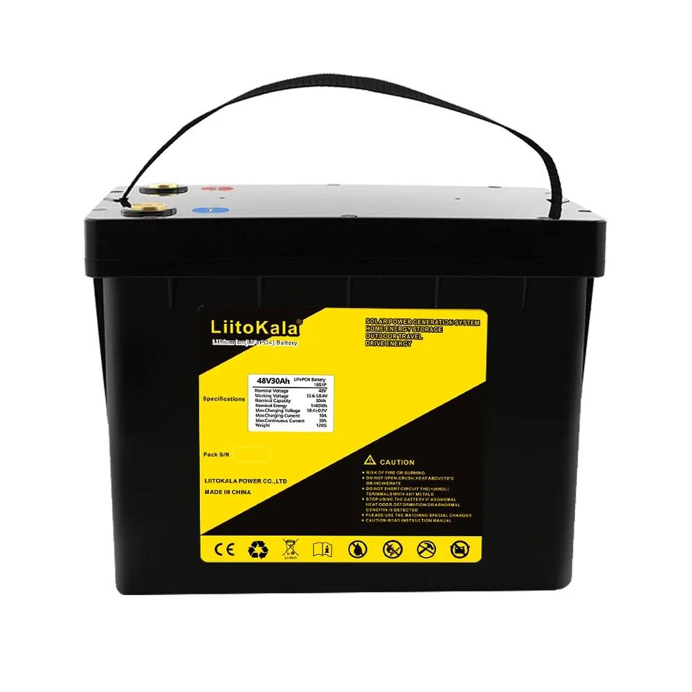 Bms付きバッテリーLiitoKala-LiFePO4,電動自転車,スクーター,ゴーカート,機械,30Ah, 40Ah, 48V, 1500W,30a