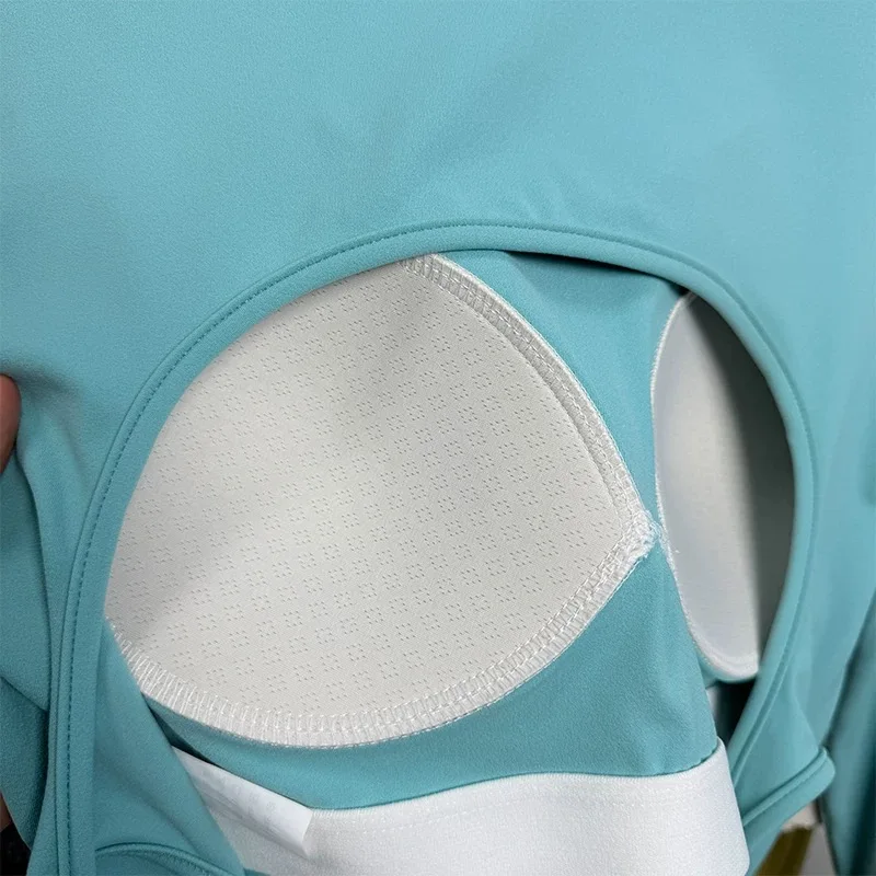 Rückenfreies, ausgeschnittenes, sexy Yoga-Sport-Langarmshirt mit Brustpolstern, Damen-Trainingsoberteil, schlankmachende Fitnesskleidung – Detail 15