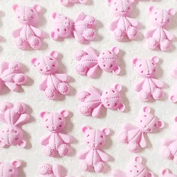 10 adet pembe ayı tırnak sanat Charms 3D sevimli karikatür 9 renkler reçine ayı tırnak mücevheri süs DIY Kawaii manikür tırnak aksesuarları