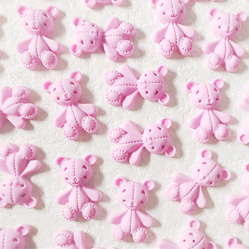 10szt Pink Bear Nail Art Charms 3D Cute Cartoon 9 Colors Resin Bear Nail Jewelry Ornament DIY Kawaii Manicure Nail Accessories