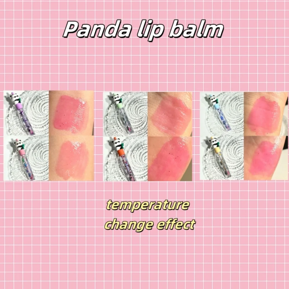 Baume à lèvres à paillettes Panda – Tonalités de baies, finition naturelle pour tous les types de peau, tube unique, 6 styles différents disponibles