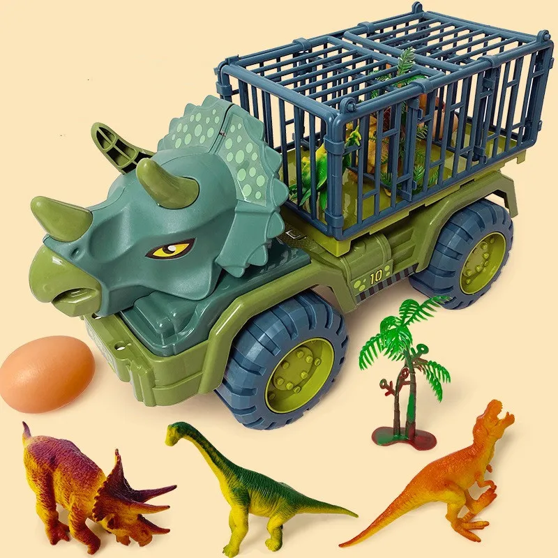 Camión de transporte de dinosaurio para niños, juego de juguetes de dinosaurio t-rex para niños pequeños, 3-5