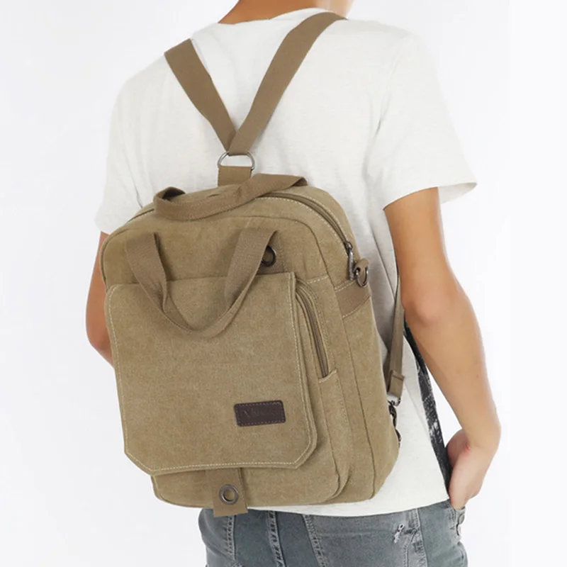 Scione Men Shoulder Bags Casual Crossbody Multifunction Handbags Canvas Material Pure Colour Message Bag For Laptops Books J2378