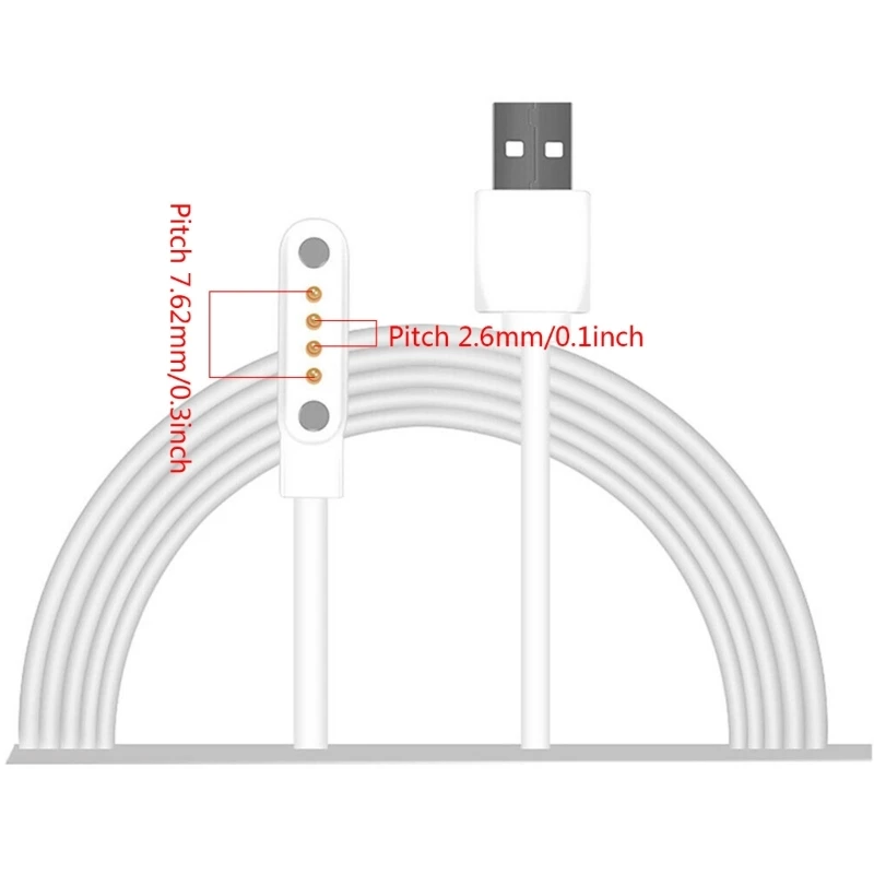 Portable Stand Base Charging Cable Base USB Universal Charging Cable for Smart Watch Charging Wire 4 Pin 7.62mm