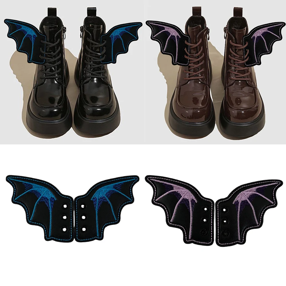 

1 пара, ботинки в форме крыльев ангела для девочек, обувь для скейтбординга, украшения «сделай сам», кроссовки, одежда, украшения для шнурков, украшение в стиле панк, эмо, Хэллоуин