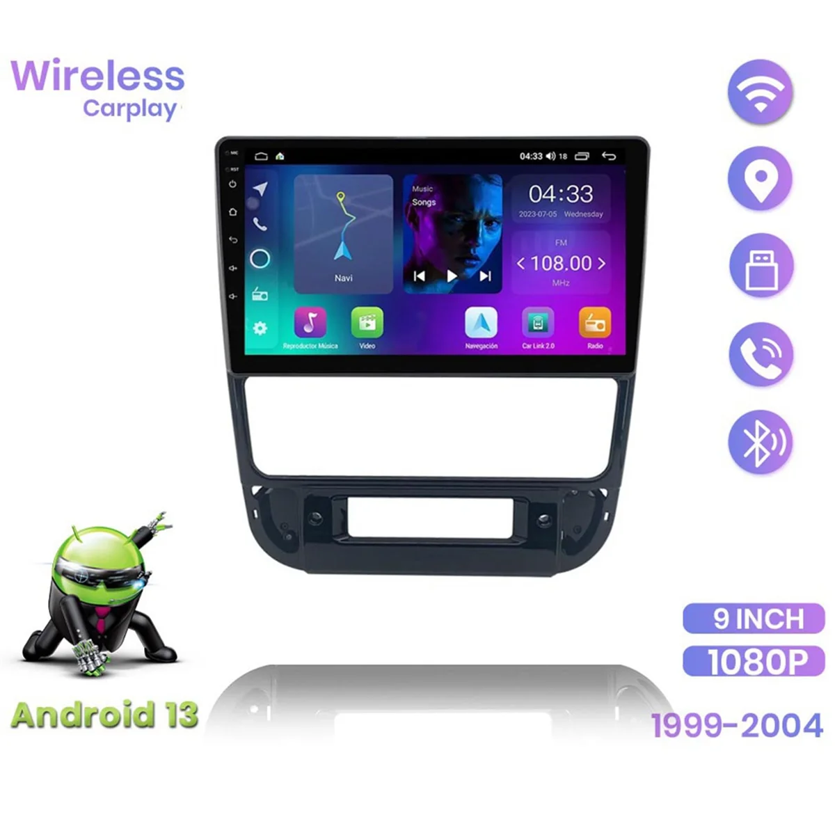 X46A_Android Auto para Peugeot 406 1999-2004, câmera traseira Bluetooth FM Wifi