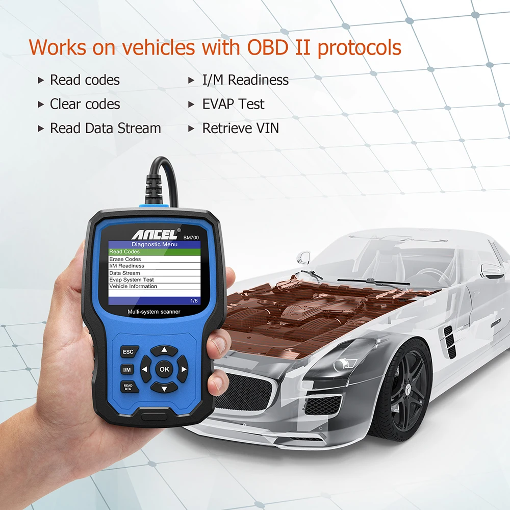 For Ancel BM700 OBD2 Automotive Scanner Full System Enhanced OBD OBD2 Car Diagnostics Auto Fault Code Reader Scanner