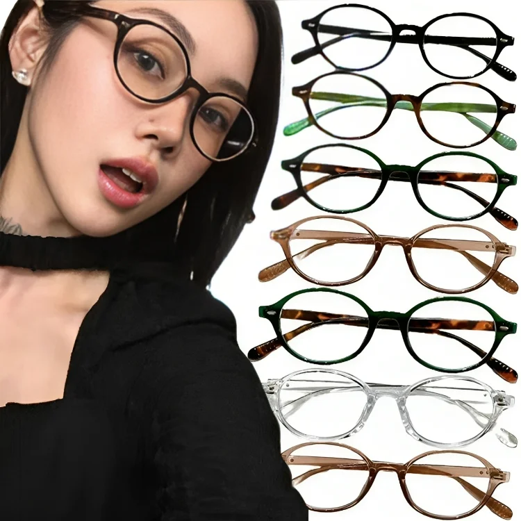 2024 New Y2K Oval Frame Ins Sweet Cool Eyewear Decorative Spicy Girls Reading Computer Anti Blue Light Eyeglasses Glasses Gifts