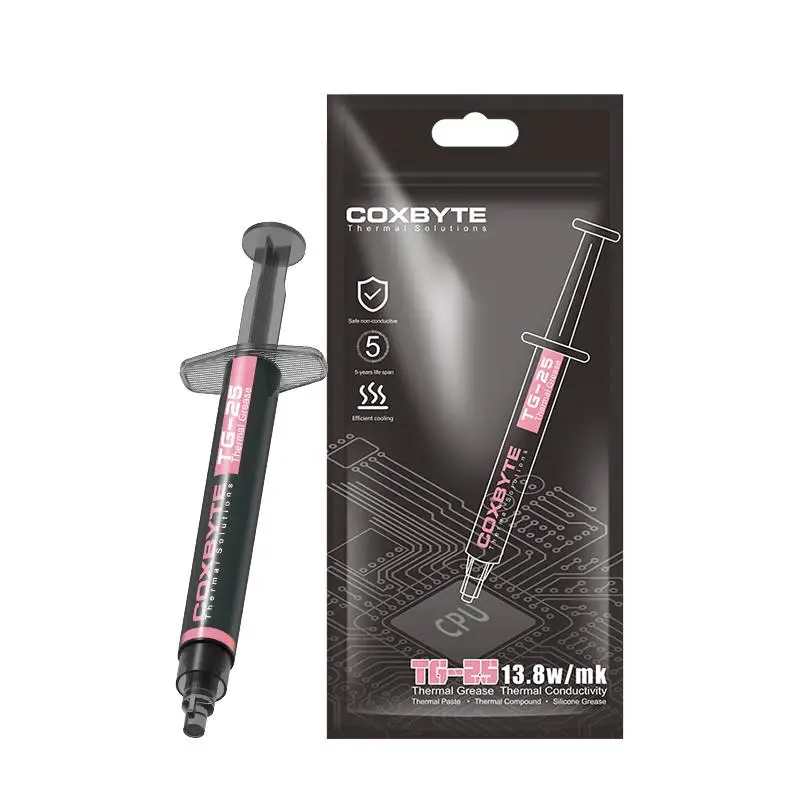 1 set TG-25 Grasso Termico Prestazioni Pasta Grasso Termico Conduttivo 13.8 W/MK 2g Per Gioco PC ForPS4 ForPS5 CPU GPU raffreddamento
