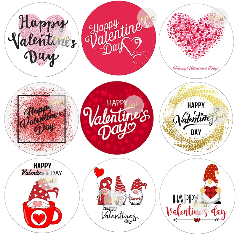 Happy Valentines Day Seal Sticker Paper Labels Self-adhesive Stickers  Party Packaging Supplies Decoration DIY Crafts