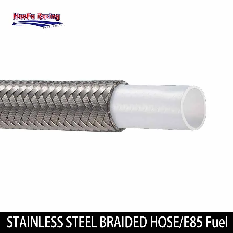 

1M 2M 3M AN6 AN8 AN10 E85 Fuel Hose Stainless Steel Braid PTFE Fuel Hose Pipe Oil Cooling Pipe High Pressure Silver E85