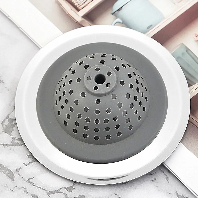 Silicone Stainless Steel Hair Filter Shower Hole Filter Utility Sink Protection Filter Bathroom Accessories Kitchen Tool