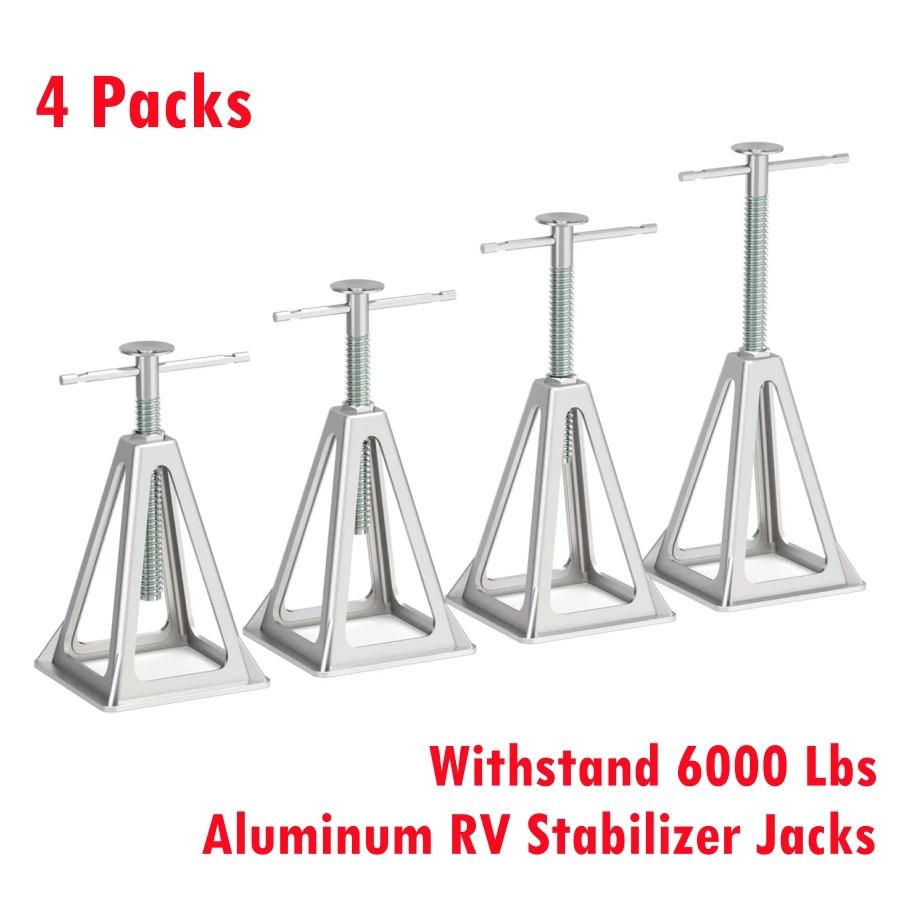 

4 Packs Aluminum RV Stabilizer Jacks Screw Jack Stands Stabilize and Level RV Trailer Camper Adjustable Height 29cm to 44cm