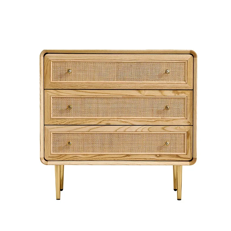 

Nordic solid wood rattan simple modern dining side drawer storage locker Japanese porch cabinet