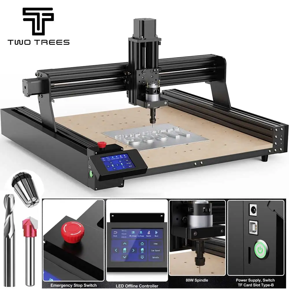 TwoTrees TTC450 Laser Milling Cutting Machine Laser Engraver Spindle Motor Kit DIY Router Built-in WiFi Module for Acrylic Metal