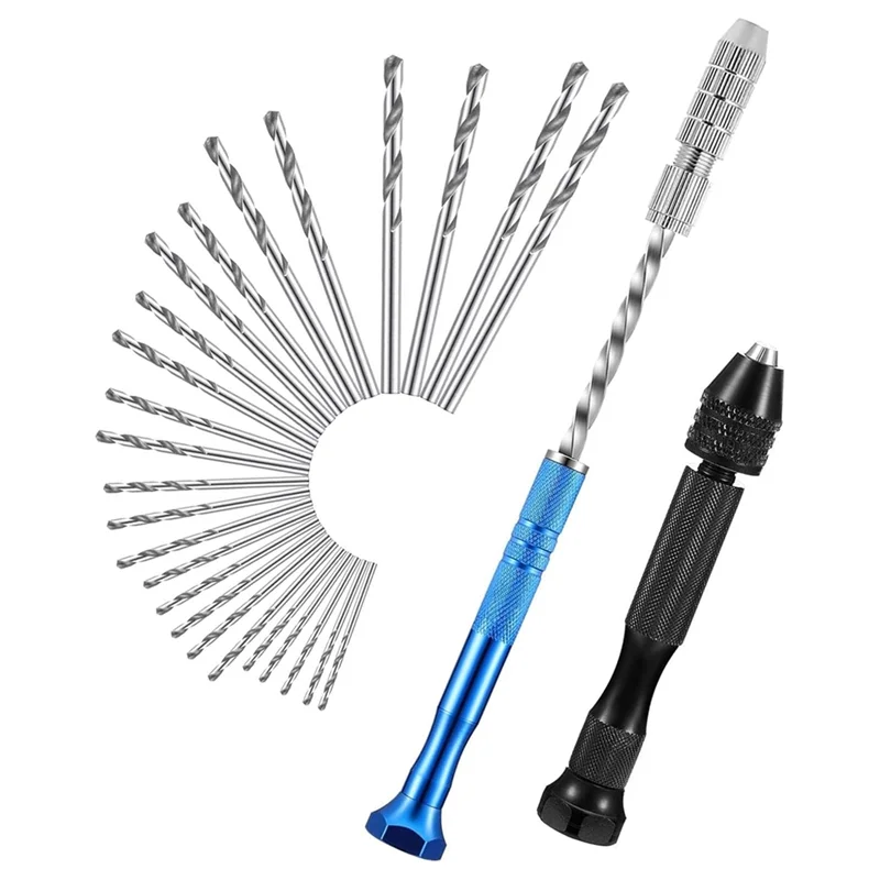 

Pin Vise Hand Drill Set With Semi-Automatic Spiral Hand Drill Rotary Tool And 25 Micro-Type Twist Drill Bits (0.5-3Mm)-A21R