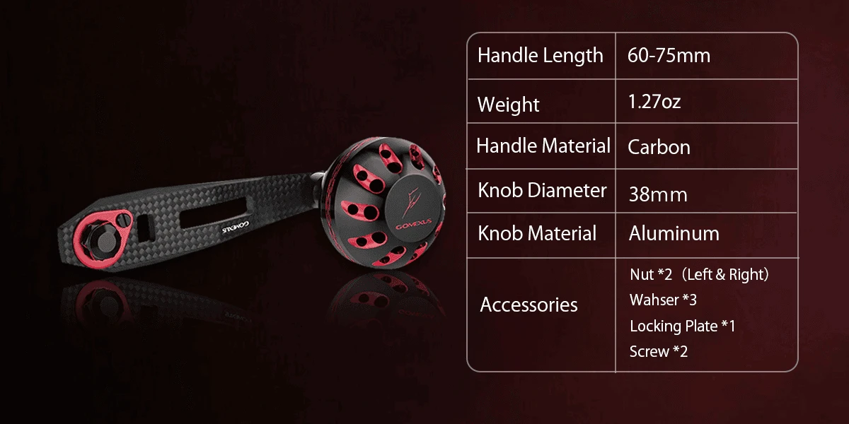 Gomexus Carbon-Griff für Baitcasting-Rollen mit Aluminium-Knopf LC-A38 – Detail 5
