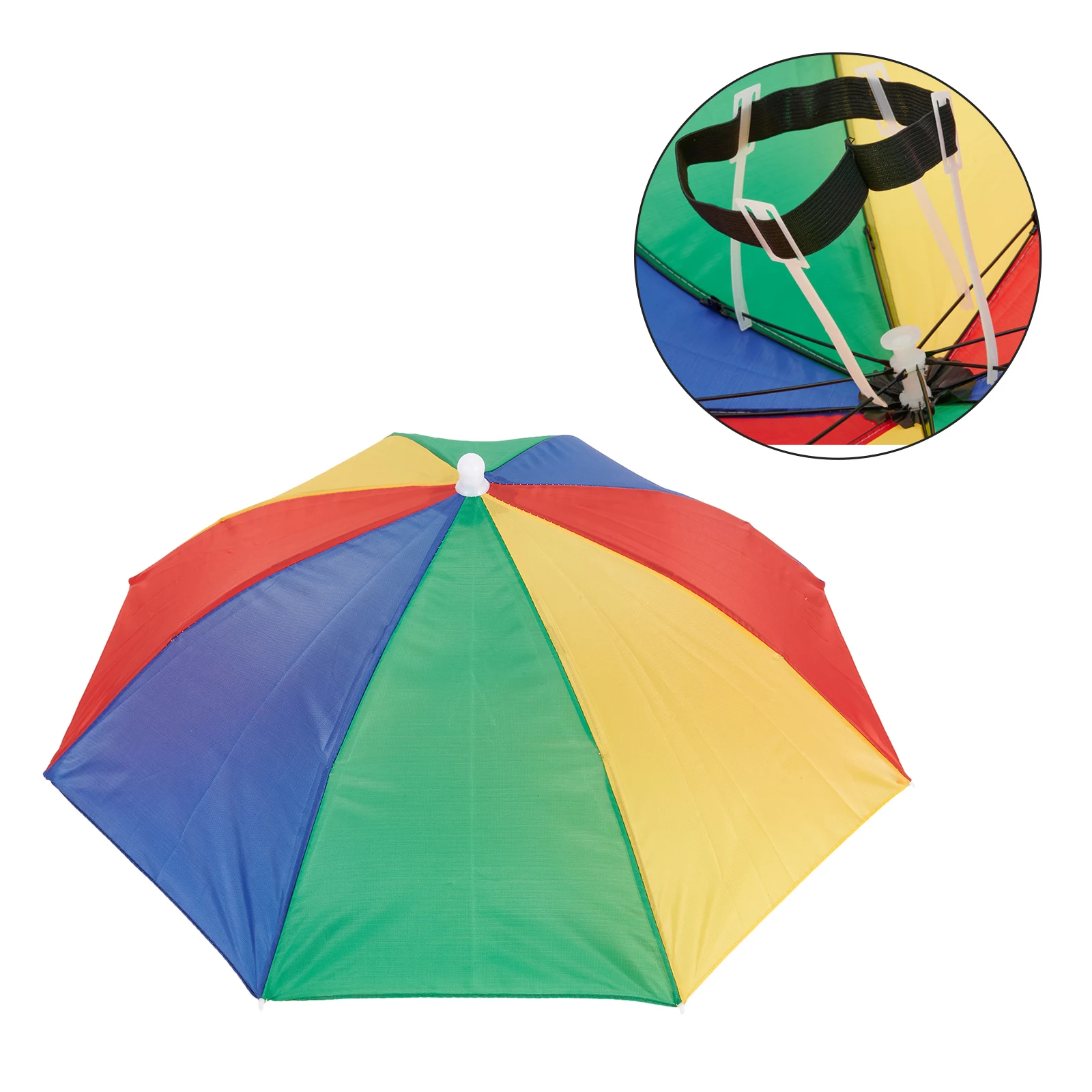 Folding Umbrella Hat For Fishing Hiking Waterproof Fishing Umbrella Hat Overhead Steel Wire + Polyester 55cm Brand New